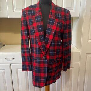 Pendleton Red and Navy Plaid Blazer Jacket